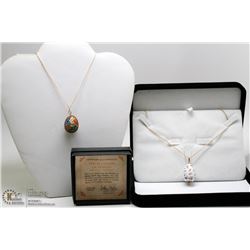 LOT OF 2 PORCELAIN EASTER EGG PENDANTS