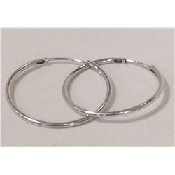 14 KT WHITE GOLD HOOP EARRINGS