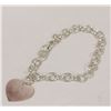 Image 1 : 925 SILVER LINK BRACELET WITH HEART PENDANT 7”