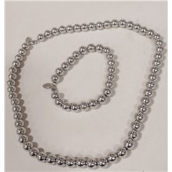 925 HOLLOW SILVER BALL NECKLACE WITH BRACELET