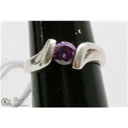 925 SILVER RING WITH PURPLE CUBIC