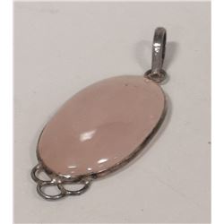 VINTAGE SILVER AND ROSE QUARTZ PENDANT