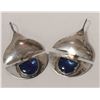 Image 1 : VINTAGE SILVER AND BLUE STONE DROP EARRINGS