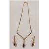 Image 1 : COSTUME GOLD TONE AND PURPLE STONE NECKLACE WITH