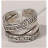 Image 1 : STERLING SILVER CROSS OVER RING WITH CUBICS