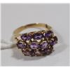 Image 1 : 10 KT GOLD RING WITH AMETHYST CLUSTER