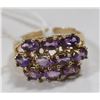 Image 1 : 10 KT GOLD RING WITH AMETHYST CLUSTER