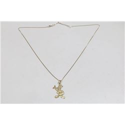 10 KT GOLD DISNEY DONALD DUCK NECKLACE WITH CHAIN