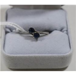 STERLING SILVER RING WITH BLUE STONES