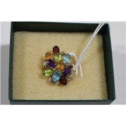 14 KT MULTI STONE SEMI PRECIOUS RING