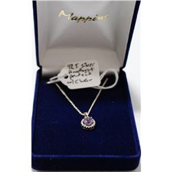 925 SILVER AND AMETHYST PENDANT WITH CHAIN 18"