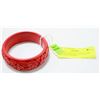 Image 1 : VINTAGE CHINESE CARVED RED CINNABAR FLORAL BANGLE