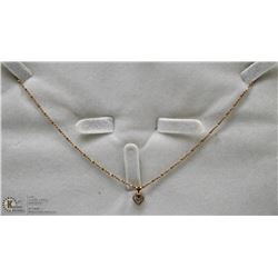 10K BIRKS GOLD AND DIAMOND HEART PENDANT ON CHAIN