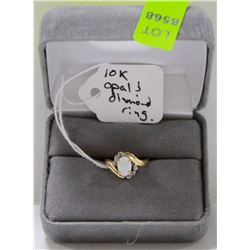 10K GOLD RING WITH OPAL AND DIAMONDS SZ 3