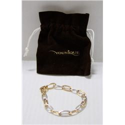 10 KT WHITE AND YELLOW GOLD BRACELET 7.5”