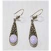 Image 1 : 925 SILVER ORNATE DROP EARRINGS WITH PURPLE OVAL