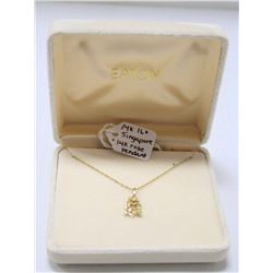 14 KT GOLD SINGAPORE CHAIN WITH 14K ROSE PENDANT