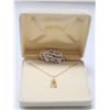 Image 1 : 14 KT GOLD SINGAPORE CHAIN WITH 14K ROSE PENDANT