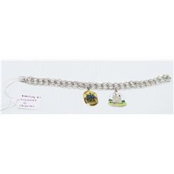 STERLING SILVER LINK BRACELET 8” WITH CHARMS