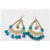 Image 1 : VINTAGE BLUE CABOCHON CHANDELIER EARRINGS