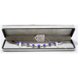 STERLING SILVER AND LAPIS LAZULI BRACELET 7”
