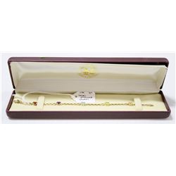 10 KT GOLD SEMI PRECIOUS GEMS BRACELET 7”