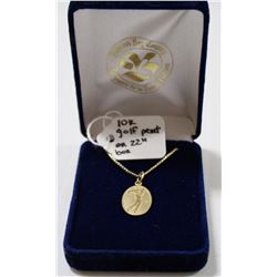 10 KT GOLD GOLF PENDANT ON 22” BOX CHAIN