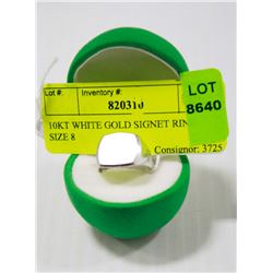 10KT WHITE GOLD SIGNET RING SIZE 8