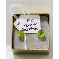 14 KT GOLD AND LARGE PERIDOT EARRINGS