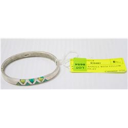 925 SILVER BANGLE WITH YELLOW AND BLUE INLAY