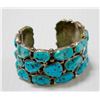 Image 1 : LARGE 120G SILVER AND TURQUOISE CUFF BRACELET