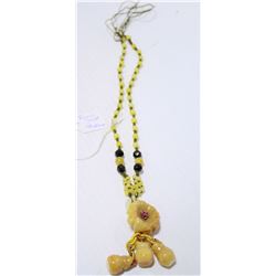 VINTAGE ASIAN JADE FLORAL NECKLACE WITH JADE