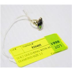 10 KT GOLD RING WITH ALASKAN DIAMOND SIZE 3.5