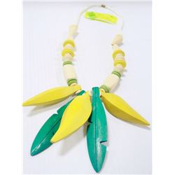 WOODEN TROPICAL BANANA NECKLACE WITH SHELL BEADS