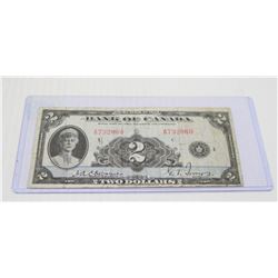 1935 CANADIAN $2 BILL OSBORNE AND TOWERS