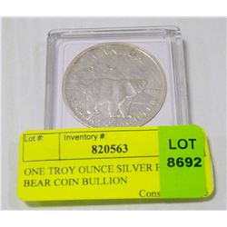 ONE TROY OUNCE SILVER POLAR BEAR COIN BULLION