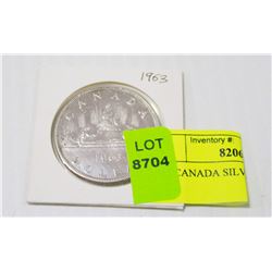 1963 CANADA SILVER DOLLAR COIN