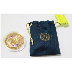 24 KT GOLD PLATED ONE CROWN COIN QUEEN ELIZABETH