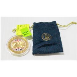 24 KT GOLD PLATED ONE CROWN COIN QUEEN ELIZABETH