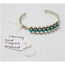 STERLING AND TURQUOISE CUFF BRACELET