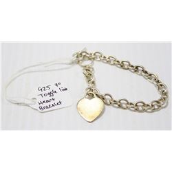 925 SILVER TOGGLE HEART BRACELET 7”