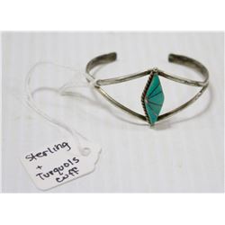 SILVER AND TURQUOISE CUFF BRACELET