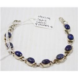 STERLING SILVER BRACELET WITH 9 LAPIS LAZULI