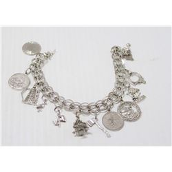 STERLING SILVER CHARM BRACELET 36G 7.5”