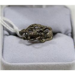 VINTAGE SILVER DRAGON RING ORNATE SIZE 4