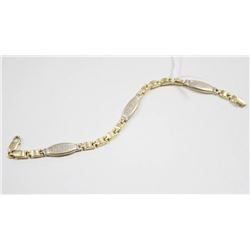 10 KT GOLD TWO TONE LINK BRACELET 8"