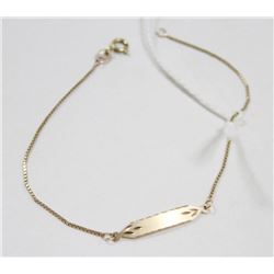 10 KT GOLD BOX CHAIN ID BRACELET 7”