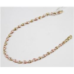 10 KT YG AND ROSE GOLD HEART BRACELET 7.5”