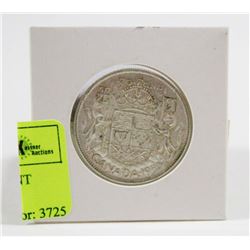 1950 CANADIAN SILVER 50 CENT PIECE IN HOLDER