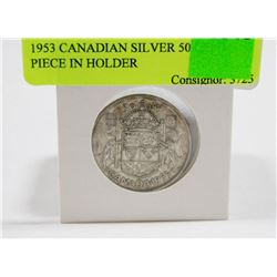 1964 CANADIAN SILVER 50 CENT PIECE IN HOLDER